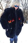 Black Sheared Beaver Fur Nordstrom New Yorker Jacket Butterfly Design Pre-Owned