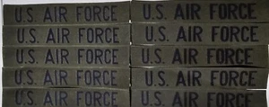 x10 lotUSAF U.S. AIR FORCE OD Green BDU Uniform Olive Drab nylon name tape patch - Picture 1 of 3