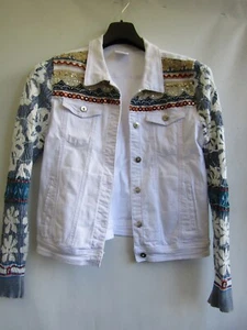 Onado Jeansjacke mit Stickerei, Weiß, Baumwollmischung, Top, Gr. 44 - Bild 1 von 9
