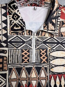 2XL Aztec Pullover Quarter Zip Modern Chic Lightweight Multicolor Hawalili Shirt - Picture 1 of 16