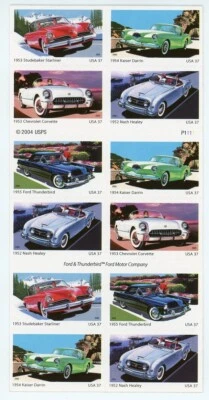 #3931-35 SPORTY CARS OF THE 1950s FULL BOOKLET OF 20 #1  CV $40.00 - Image 1 of 2