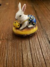 Darling Limoges France Hand Painted PEINT MAIN Bunny Rabbit Trinket Box egg