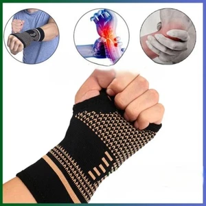 Copper Wrist Hand Brace Support Fit Carpal Tunnel Splint Strap Sprain Arthritis- - Picture 1 of 13