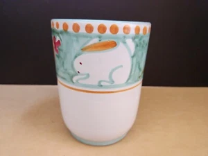 SOLIMENE Vietri Bunny Rabbit UTENSIL HOLDER Crock Container Hand-painted Italy - Picture 1 of 13