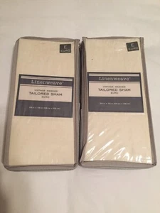 Pillow Sham IVORY 26" x 26 TWO Euro Shams Linenweave Vintage Washed - Picture 1 of 3