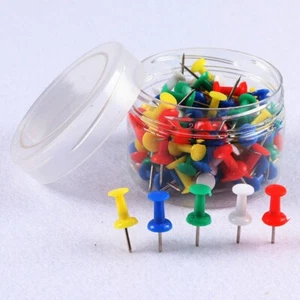 100Pcs Multi-Color Push Pins Large Thumb Tacks Steel Point Standard Plastic Head - Picture 1 of 1