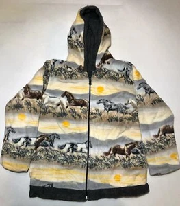 Zoofleece Western Horses Kids Sunrise Mare Jacket Hoodie Coat Equestrian Equine - Picture 1 of 3