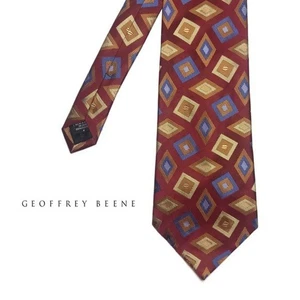Corbata Geoffrey Beene Para Hombre 100% Seda Abstracto Diamante Corbata Borgoña Oro Azul - Imagen 1 de 5