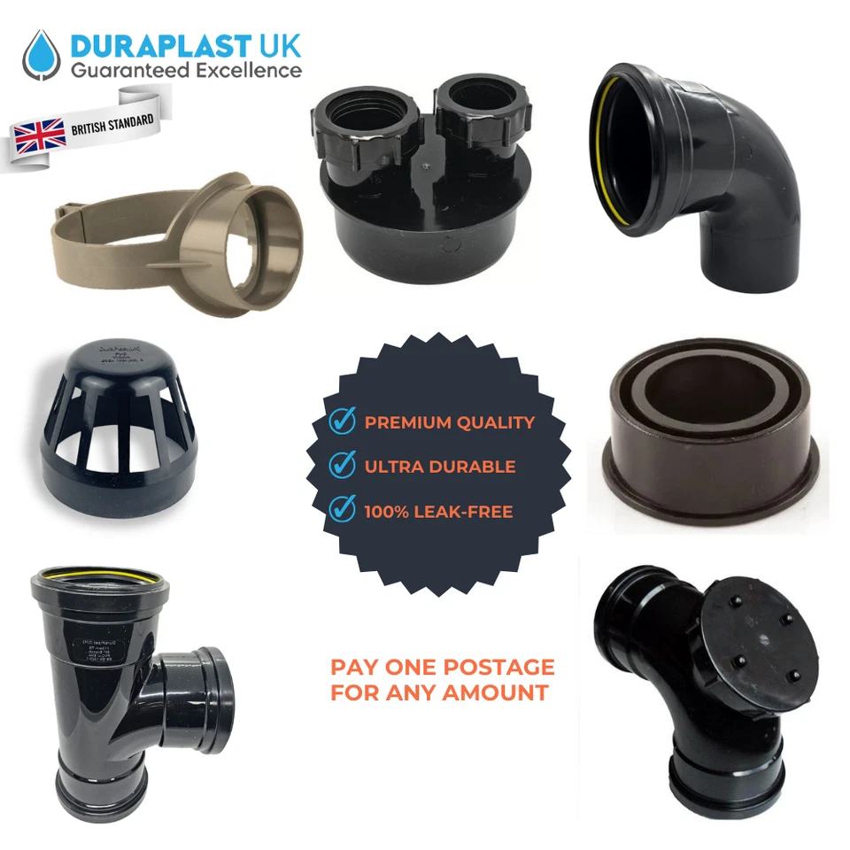 UK Push Fit 110mm Pipe Fittings | Bend Access Boss Reducer Black Grey White