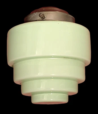 Art Deco Stepped Glass Lamp Pendant Shade 1930s 17 cm Diameter X 17 cm Tall - Image 1 of 4