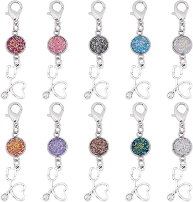 10 Piezas Llaveros Estetoscopio Enfermera Colorido Brillo Estetoscopio Colgantes Doctor Nur Foto 1 de 4