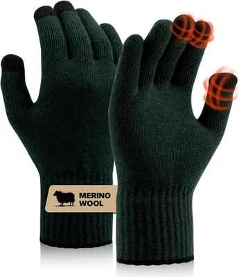 Guantes forrados de lana merino con pantalla táctil para hombres mujeres cálidos guantes para correr de invierno Foto 1 de 4