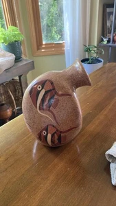 Vaso ceramica artistica San Juan de Oriente Nicaragua firmato motivo pesce fatto a mano - Foto 1 di 6