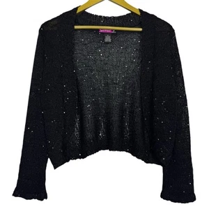 Vintage Y2K Say What Shrug Bolero Crop Cardigan XL Fairy Grunge Goth Sequins 90s - Picture 1 of 5