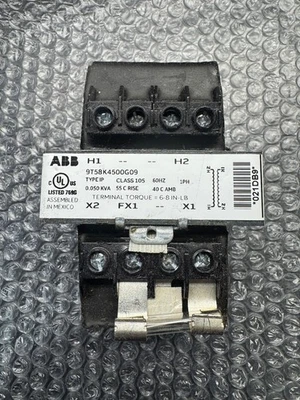 ABB 9T58K4500G09 Control Transformer .050 KVA, Primary 208V, Secondary 120V New - Image 1 of 3