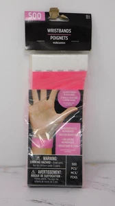 Pulseras Amscan Tyvek rosa neón 500 unidades eventos fiestas clubes numerados - Imagen 1 de 3