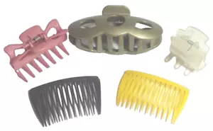 Konvolut 5 Haarschmuck Krallen Kämme Goody & Unmarkiert Grün Rosa Gelb... - Bild 1 von 15