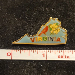 Virginia VA Souvenir State Lapel Pin Hat Vest Tie Tack gold tone Lipko bird - Picture 1 of 2