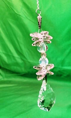Cuentas de cristal transparente rosa plateado con cuentas elegante prisma atrapasol ventana colgante de sol Foto 1 de 4