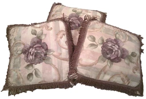 Croscill Chambord Cassis Amethyst Purple 16" Square Fringed 3 Pillows Grama Core - Picture 1 of 5