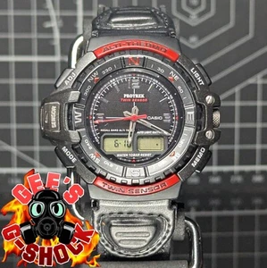 Casio Pro-Trek PRT-70 Climber Line Black Red 2x Sensor Analog Digital PRT-70B-1A - Picture 1 of 12