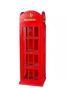 Red Wooden London Themed Telephone Booth CD/DVD Storage Cabinet 80 CDs/40 DVDs - Picture 1 of 23