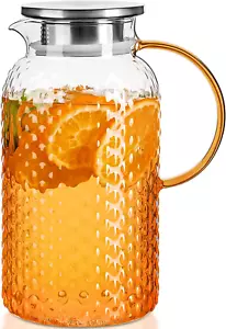 Jarra de vidrio 64 OZ, alto borosilicato, jarra de té helado con tapa y caño - Imagen 1 de 12