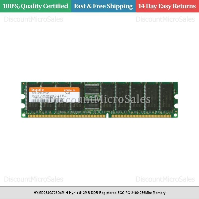 HYMD264G726D4M-H Hynix 512MB DDR Registered ECC PC-2100 266Mhz Memory - Image 1 of 1