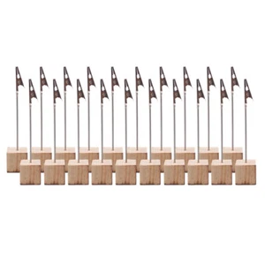 20 PCS Wooden Business Card Holder Paper Clips Table Number Holders - Picture 1 of 12