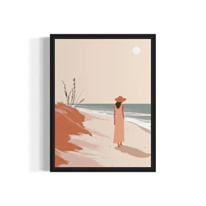Female at Beach Boho Photo Art Print Poster Wall Art Painting - Picture 1 of 7