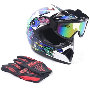 Off Road Helmet Adult Sizes Helmet & Gloves Goggles For Dirt Bike DOT Motorcycle - Picture 1 of 12