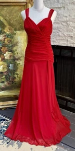 Sexy Maxi Vestido Largo Formal Rojo Elegante Acanalado Con Fondo Fluido Talla 10 - Imagen 1 de 10