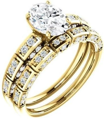 1.37 carat total Oval & Round Diamond Engagement Wedding 14k Yellow Gold G SI1 - Image 1 of 1