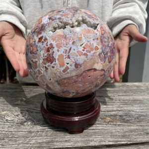 15.9LB 6.1" Natural Petal Agate Sphere Ball Crystal Mineral Reiki Healing C8 - Picture 1 of 13