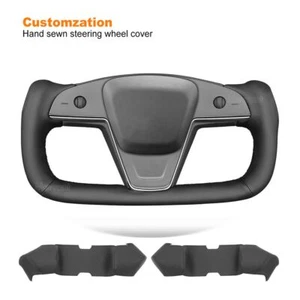 Custom DIY Top Leather Steering Wheel Cover for Tesla Model S Yoke Model X - Picture 1 of 11