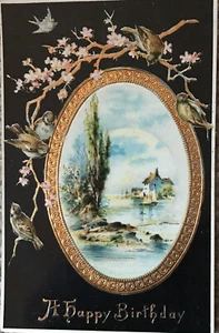 Antike Geburtstagspostkarte, sehr schön, deutscher Druck, geprägt, nicht verschickt - Bild 1 von 8
