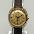 Vtg Timex Electric Watch Women 24mm Gold Tone Leather Floral Dial New Battery