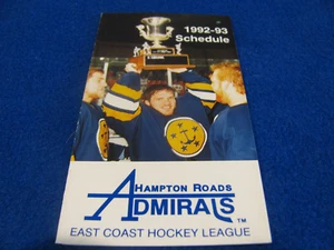 Hampton Roads Admirals 1992/93 ECHL Minor Hockey Pocket Schedule - Coca Cola - Picture 1 of 2