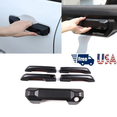Cubierta de manija de puerta y moldura de puerta trasera negra mate 5 piezas para Toyota Tundra 2022-2024 Foto 1 de 4