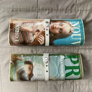 PAIR of *Damaged* Vintage Euro Fashion Magazine Clutch Purse Hard Shell Plastic - Picture 1 of 14