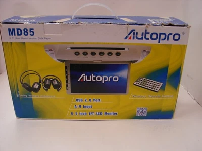 Autopro MD85 8.5" Roof Mount Monitor / DVD Player GRAY w/Remote & Headphones-NEW - Image 1 of 2