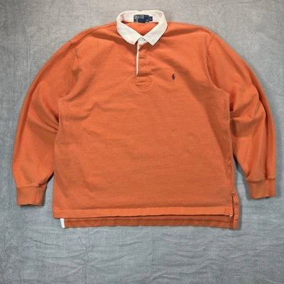 Polo Ralph Lauren Rugby Polo De Colección Para Hombres L Naranja Peso Pesado Rugger Azul Marino Poni Foto 1 de 4