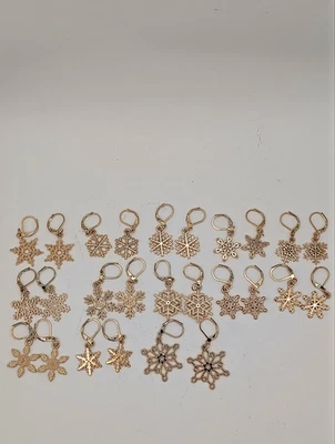 Pendientes Copo de Nieve Dorado Navidad Mujeres Joyería Invierno Vacaciones Regalo Ligeros Foto 1 de 4
