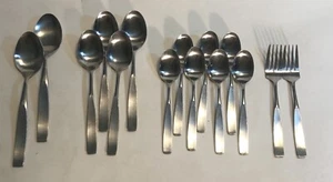 BARCLAY GENEVE BAG4 SATIN STAINLESS FLATWARE PLAIN JAPAN LOT Of 15 - Picture 1 of 7