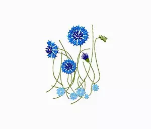 Flowers Machine Embroidery designs. Floral digital pattern. Cornflowers embroide - Picture 1 of 5