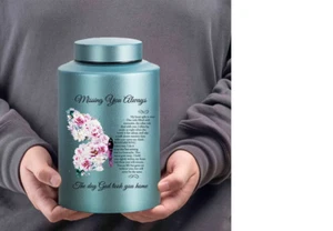 Stainless Steel Butterfly Memorial Urn - Large Decorative Cremation Ashes Holder - Picture 1 of 6