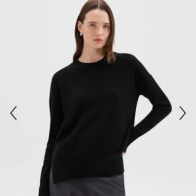 Suéter Feminino Theory Karenia Cashmere Preto M Luxo Silencioso Relaxado $365 - Imagem 1 de 4