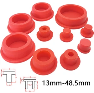 Red Round Silicone Rubber Seal Hole Plugs End Caps Seal Bung Tube 13mm - 48.5mm - Picture 1 of 7
