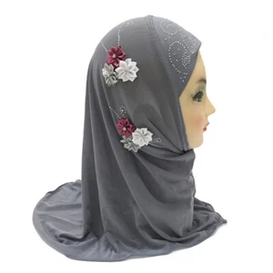 2-6Y Girls Kids Amira Hijab One Piece Muslim Turban Shawl Wrap Scarf Islamic - Picture 1 of 26