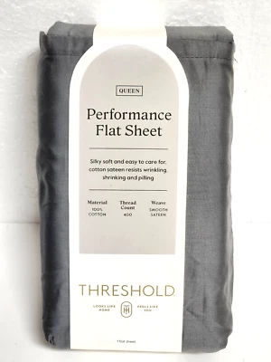 Threshold Queen Size 400 Thread Count Performance Flat Sheet - Radiant Gray - Image 1 of 4